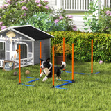 Agility set za pse sa slalom štapovima i torbom za nošenje, narandžasti