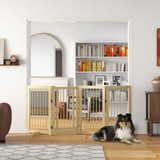 Sklopiva ograda za pse s vratima 220 × 36 × 91 cm, prirodno drvo
