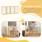 Sklopiva ograda za pse s vratima 220 × 36 × 91 cm, prirodno drvo