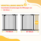 Zaštitna ograda za vrata za pse 74–94 cm, crna