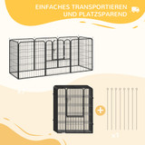 Ograda za pse od 8 elemenata, 80 × 100 cm po elementu, crna
