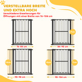 Ograda za pse na vrata i stepenice 76–104 × 94 cm, crna