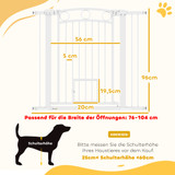 Zaštitna ograda za stepenice s vratima za mačke 76–104 × 96 cm, bijela