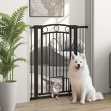 Sigurnosna ograda za pse 76–104 × 106 cm, s vratima za mačke, crna