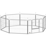 Ograda za pse s 8 panela 80 × 60 cm, srebrna