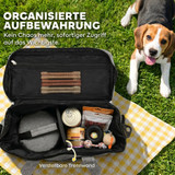 Torba za pribor za pse s 2 posude za hranu 38 × 17 × 35 cm, svijetlosiva