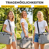 Torba za pribor za pse s 2 posude za hranu 38 × 17 × 35 cm, svijetlosiva