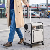 Transporter za pse i mačke 2 u 1, ruksak s točkićima 34 × 28 × 43 cm, siva