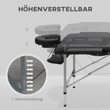 Stol za masažu na sklapanje 185 × 70 × 58–82 cm, crni