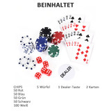 Poker set u aluminijskom koferu s 300 žetona, 5 kockica i 2 špila karata