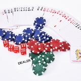 Poker set u aluminijskom koferu s 300 žetona, 5 kockica i 2 špila karata