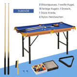 Sklopivi mini bilijar stol s 2 štapa i 16 kugli, nebesko plavi