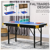 Stol za bilijar i stoni tenis 2 u 1, 140 × 63 × 60–80 cm, plavo-zeleni