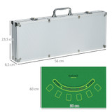 Poker set s 500 čipova i aluminijskim koferom za 9–10 igrača, srebrni