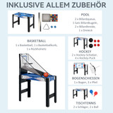 Stol za igru 5 u 1 s biljarom i stolnim tenisom 91 × 45,5 × 76 cm, plavo-crni