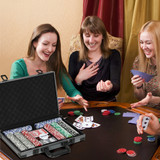 Poker set u koferu s 400 žetona, 2 špila karata i podlogom, sivi