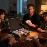 Poker set u koferu s 400 žetona, 2 špila karata i podlogom, sivi