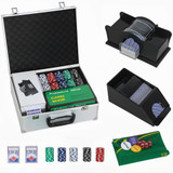 Poker set s 300 žetona, kartama i koferom, za 8 igrača, srebrni
