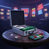 Poker set s 500 čipova, kartama, kockicama i koferom za 10 igrača, srebrni