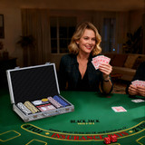 Poker set s 200 čipova u koferu, s kockicama i 2 špila karata, srebrni