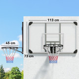 Koš za basketball za zidnu montažu, otporna tabla, čelični okvir, crni