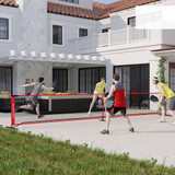 Set za pickleball s mrežom, stalkom, loptama i torbom, crveni