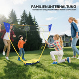 Set za badminton s mrežom i 4 reketa, žuto-plavi