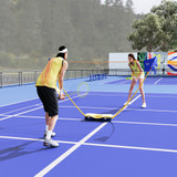 Set za badminton s mrežom i 4 reketa, žuto-plavi