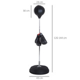 Boks set s loptom na postolju, podesiv 126–144 cm, crni