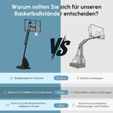 Stalak za košarku s podesivom visinom koša i punjivim postoljem, crno-crveni