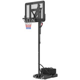 Basketball stalak s podesivim košem i punjivim postoljem na točkićima, crni