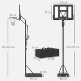 Basketball stalak s podesivim košem i punjivim postoljem na točkićima, crni