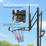 Basketball stalak s podesivim košem i punjivim postoljem na točkićima, crni
