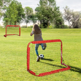 Set od 2 sklopiva mini gola za fudbal s metalnim okvirom, crveni