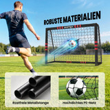 Fudbalski gol s mrežom i podstavljenim okvirom, crno-crveni
