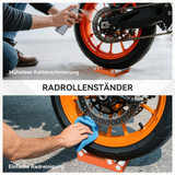 Stalak s valjcima za čišćenje točka motocikla, narandžasti
