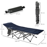 Sklopivi kamp krevet s jastukom 188 × 64,5 × 53 cm, tamnoplavi i sivi