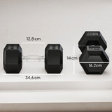 Set šestougaonih bučica 2 × 17,5 kg, crne