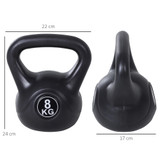 Kettlebell 8 kg punjen pijeskom za početnike, crni