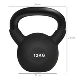 Kettlebell 12 kg s plastičnom oblogom, čelik, crni