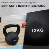 Kettlebell 12 kg s plastičnom oblogom, čelik, crni