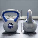 Kettlebell 12 kg s ravnom donjom stranom i širokom drškom, plavi