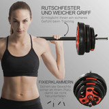 Set šipke s 6 tegova 20 kg, s protuklizno ručkom, crno-crveni