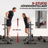 Stalak za čučnjeve i šipku podesive visine i širine, nosivost 150 kg, crni