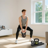 Set od 3 kettlebella 2,2 kg, 4,5 kg i 6,8 kg s podlogom, crni