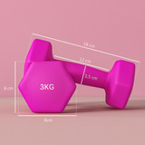 Set bučica 2 × 3 kg, šestougaone, protuklizne, roze