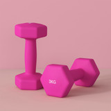 Set bučica 2 × 3 kg, šestougaone, protuklizne, roze