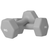 Set bučica 2 × 6 kg, šestougaoni oblik, protuklizne drške, siva