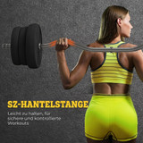 Set curl šipke s utezima 25 kg, 6 tegova, PVC prevlaka, crni