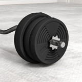Set curl šipke s utezima 25 kg, 6 tegova, PVC prevlaka, crni
